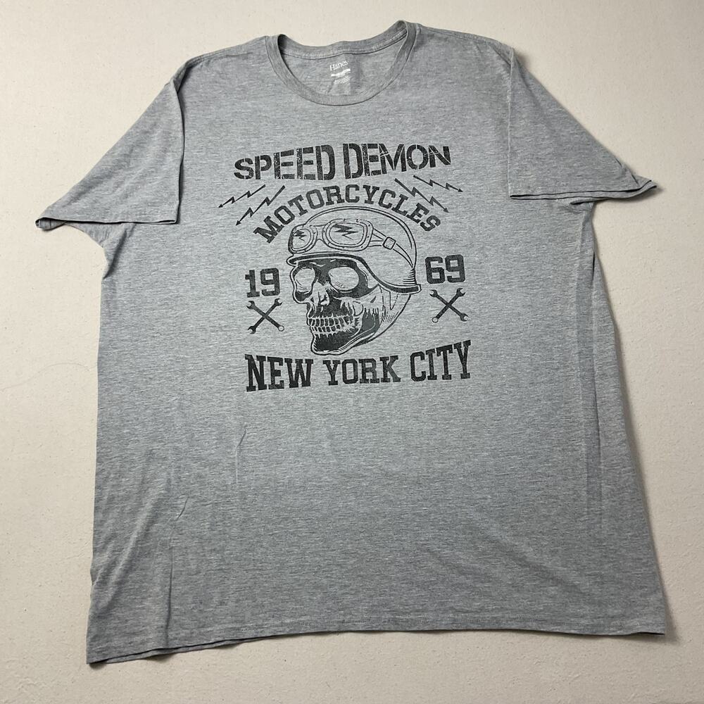 Speed Demon Motorcycles New York City Hanes Gray Short Sleeve T Shirt Adult 2XL